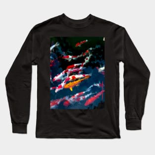 Colorful Koi fish in a lake oil painting Long Sleeve T-Shirt